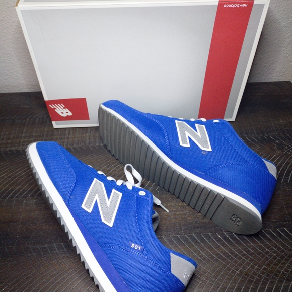 New Balance  501 Blue Gray White Men's Athletic Sneakers - Picture 3 of 13